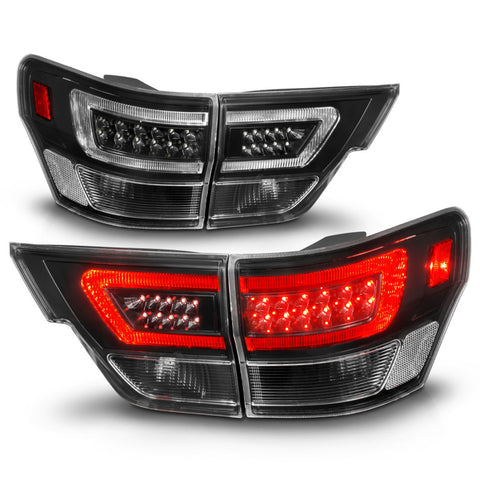 ANZO 11-13 Jeep Grand Cherokee LED Taillights w/ Lightbar Black Housing/Clear Lens 4pcs - 311439