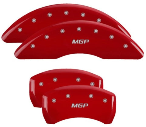 MGP 4 Caliper Covers Engraved Front & Rear MGP Red Finish Silver Char 2019 Volkswagen Atlas - 11220SMGPRD