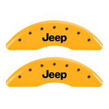 MGP 4 Caliper Covers Engraved Front JEEP Engraved Rear JEEP Grill logo Yellow finish black ch - 42012SJPLYL