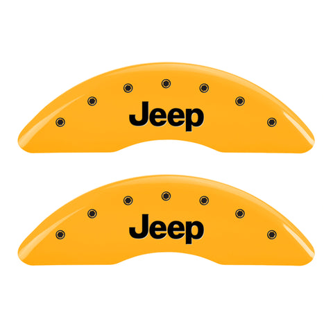 MGP 4 Caliper Covers Engraved Front JEEP Engraved Rear JEEP Grill logo Yellow finish black ch - 42012SJPLYL