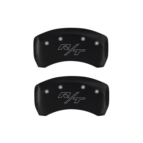 MGP 4 Caliper Covers Engraved Front Cursive/Challenger Engraved Rear RT Red finish silver ch - 12181SCLRRD