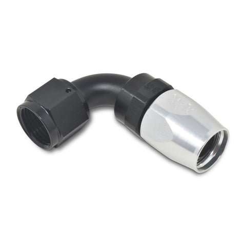 Russell Performance -6 AN Black/Silver 90 Degree Full Flow Hose End - 610163