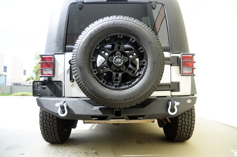 DV8 Offroad 07-18 Jeep Wrangler JK Steel Full Length Rear Bumper - RBSTTB-06