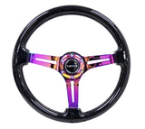 NRG Reinforced Steering Wheel (350mm / 3in. Deep) Blk Multi Color Flake w/ Neochrome Center Mark - RST-018BSB-MC