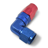 Russell Performance -10 AN Red/Blue 90 Degree Forged Aluminum Swivel Hose End - 613660