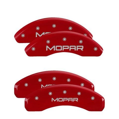 MGP 4 Caliper Covers Engraved Front & Rear MOPAR Red finish silver ch - 32014SMOPRD