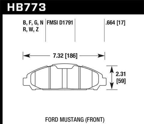 Hawk 15-17 Ford Mustang DTC-60 Front Brake Pads - HB773G.664