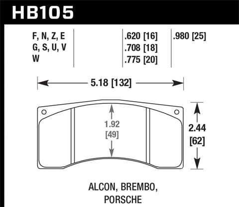 Hawk DTC-80 Brembo/Alcon 16mm Race Brake Pads - HB105Q.620