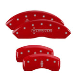 MGP 4 Caliper Covers Engraved Front & Rear Cursive/Cadillac Red finish silver ch - 35014SCADRD