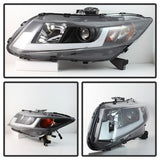 Spyder 12-14 Honda Civic (Excl. 2014 Coupe) Projector Headlights Lgtbr DRL Black PRO-YD-HC12-DRL-BK - 5076519