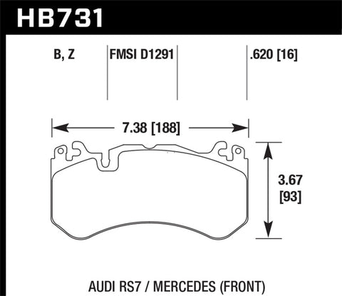 Hawk 13-16 Mercedes SL Class / 16-17 Audi RS7  Performance Ceramic Front Brake Pads - HB731Z.620