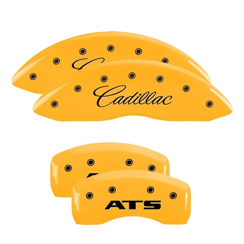 MGP 4 Caliper Covers Engraved Front & Rear GMC Yellow finish black ch - 34208SGMCYL