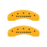 MGP 4 Caliper Covers Engraved Front & Rear Silverado Yellow finish black ch - 14005SSILYL