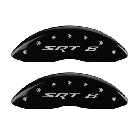 MGP 4 Caliper Covers Engraved Front & Rear SRT8 Black finish silver ch - 12088SSR8BK