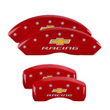 MGP 4 Caliper Covers Engraved Front & Rear Chevy racing Red finish silver ch - 13007SBRCRD