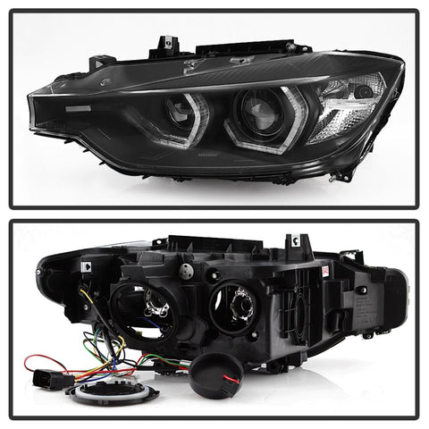 Spyder 12-14 BMW F30 3 Series 4DR Projector Headlights - LED DRL - Black (PRO-YD-BMWF3012-DRL-BK) - 5084347