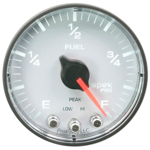 Autometer Spek-Pro Gauge Fuel Level 2 1/16in 0-270 Programmable Wht/Blk - P312128