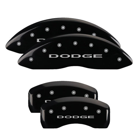 MGP 4 Caliper Covers Engraved Front & Rear With out stripes/Dodge Black finish silver ch - 12192SDD4BK