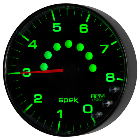 Autometer Spek-Pro Gauge Tachometer 5in 8K Rpm W/Shift Light & Peak Mem Black/Black - P238328