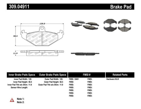 StopTech Performance 05-06 Lotus Exige Rear Brake Pads - 309.04911