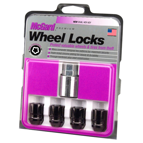 McGard Wheel Lock Nut Set - 4pk. (Cone Seat) 1/2-20 / 3/4 & 13/16 Dual Hex / 1.28in. Length - Black - 24025