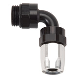 Russell Performance Swivel Hose End Assy #10 AN Male SAE Port to #8 Hose 90 Deg Clr/Blk Anodized - 612433