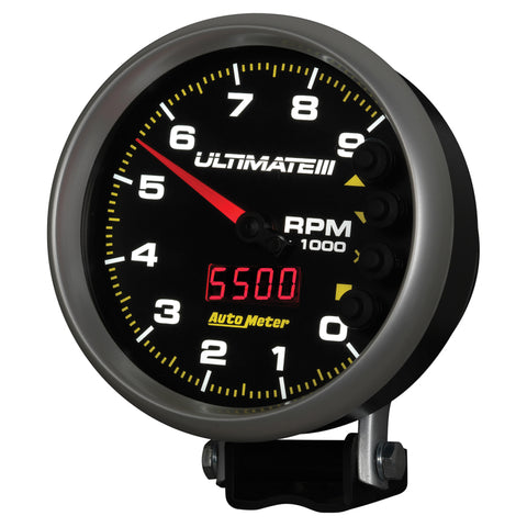 Autometer 5 inch Ultimate III Playback Tachometer 9000 RPM - Black - 6887