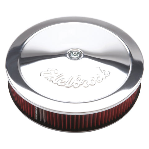 Edelbrock Air Cleaner Pro-Flo Series Round 14 In Diameter Cloth Element 3/8In Dropped Base Chrome - 1224