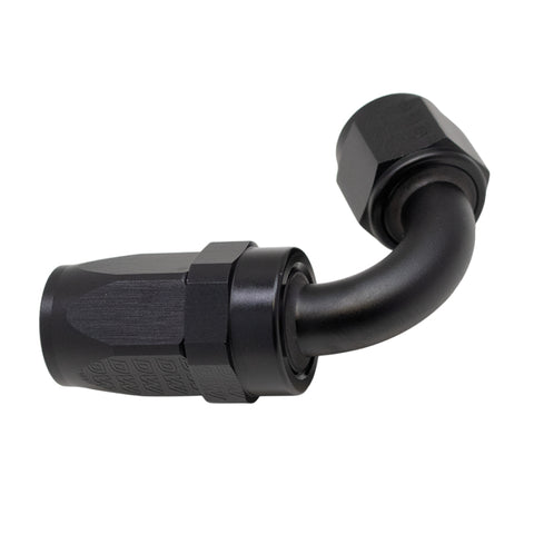 DeatschWerks 8 AN Female Flare Swivel 120-Degree Hose End CPE - Anodized Matte Black - 6-02-0823-B