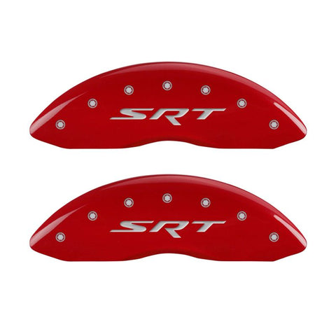 MGP 4 Caliper Covers Engraved Front & Rear SRT Red finish silver ch - 32006SSRTRD