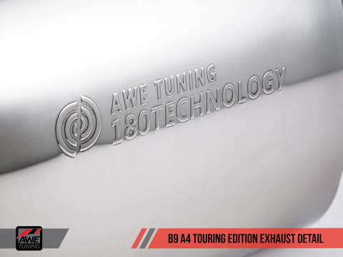 AWE Tuning Audi B9 A4 Touring Edition Exhaust Dual Outlet - Chrome Silver Tips (Includes DP) - 3015-32078