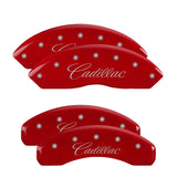 MGP 4 Caliper Covers Engraved Front & Rear Cursive/Cadillac Red finish silver ch - 35005SCADRD