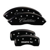 MGP 4 Caliper Covers Engraved Front Cursive/Cadillac Engraved Rear SRX Black finish silver ch - 35002SSRXBK