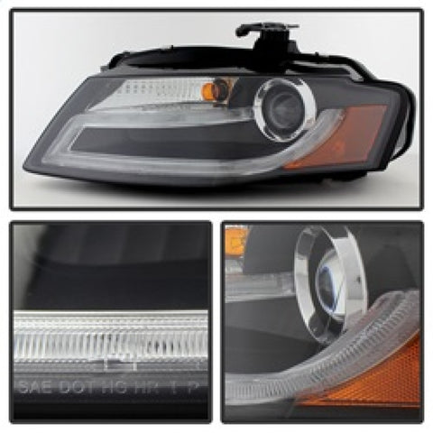 Spyder Audi A4 09-12 Projector Headlights Xenon/HID Model Only - DRL LED Blk PRO-YD-AA408-HID-DRL-BK - 5080752