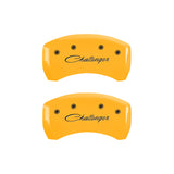 MGP 4 Caliper Covers Engraved Front & Rear Cursive/Challenger Yellow finish black ch - 12162SCLSYL