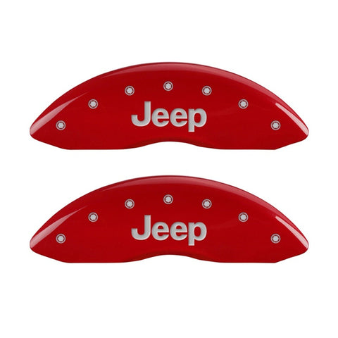 MGP Front set 2 Caliper Covers Engraved Front JEEP Red finish silver ch - 42011FJEPRD