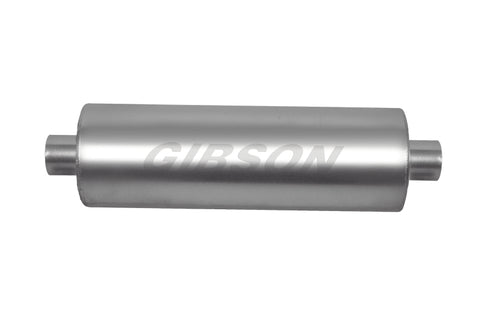Gibson SFT Superflow Center/Center Round Muffler - 8x24in/2.5in Inlet/3in Outlet - Stainless - 788702S