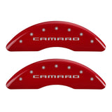 MGP 4 Caliper Covers Engraved Front Gen 5/Camaro Engraved Rear Gen 5/SS Red finish silver ch - 14241SCS5RD