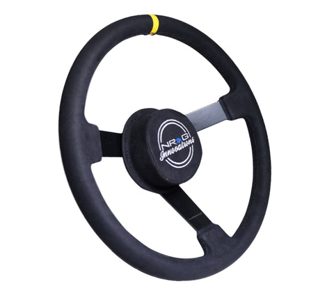 NRG Reinforced Steering Wheel (380mm) Nascar/ Alcantara 3 Spoke w/ NRG Logo/ Removable Crushed Pad - RST-380MB-A