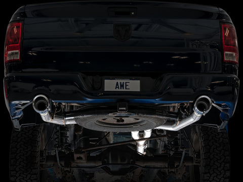 AWE Tuning 09-18 RAM 1500 5.7L (w/Cutouts) 0FG Dual Rear Exit Cat-Back Exhaust - Chrome Silver Tips - 3015-32002