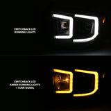 ANZO 14-17 Toyota Tundra Plank Style Projector Headlights Black w/ Amber - 111414