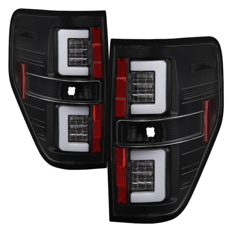 Spyder 09-14 Ford F150 V2 Light Bar LED Tail Lights - Black (ALT-YD-FF15009V2-LBLED-BK) - 5084200