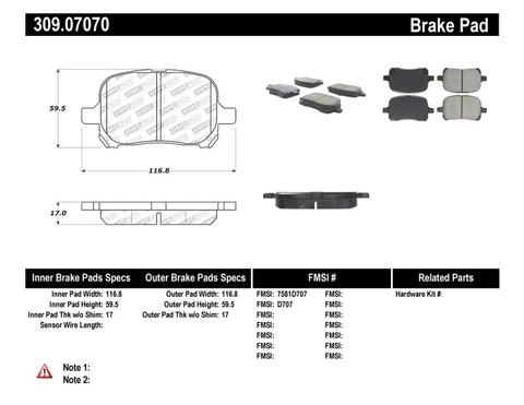 StopTech Performance Brake Pads - 309.07070