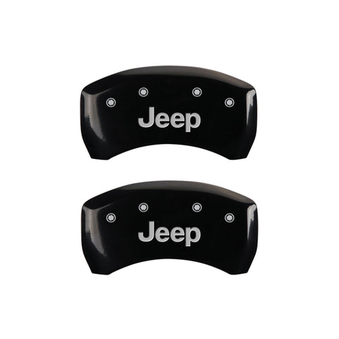 MGP 4 Caliper Covers Engraved Front & Rear JEEP Black finish silver ch - 42013SJEPBK