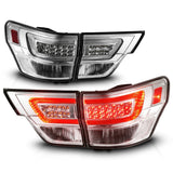 ANZO 11-13 Jeep Grand Cherokee LED Taillights w/ Lightbar Chrome Housing/Clear Lens 4pcs - 311441