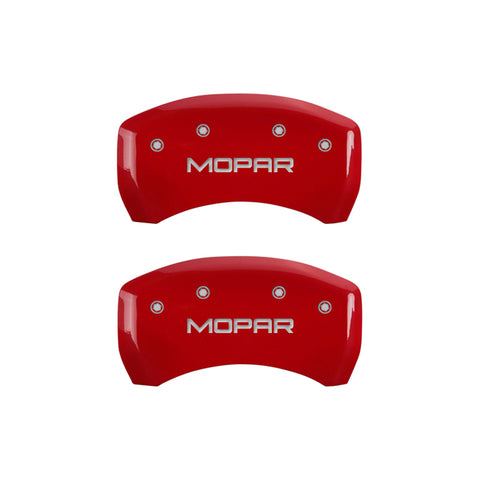 MGP 4 Caliper Covers Engraved Front & Rear MOPAR Red finish silver ch - 12199SMOPRD