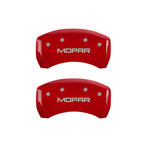 MGP 4 Caliper Covers Engraved Front & Rear MOPAR Red finish silver ch - 42016SMOPRD