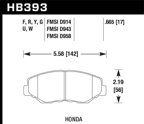 Hawk 15 Honda Accord Race Front DTC-30 Brake Pads - HB393W.665