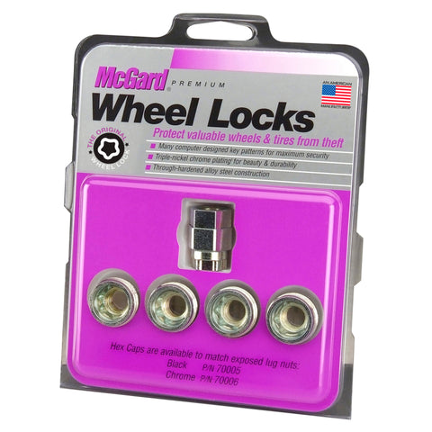 McGard Wheel Lock Nut Set - 4pk. (Under Hub Cap / Cone Seat) 7/16-20 / 3/4 & 13/16 Hex / .775in. L - 24011