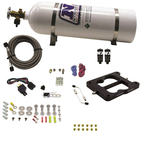 Nitrous Express Q-Jet/Holley Spread Bore Hitman Nitrous Kit (100-150-200HP) w/15lb Bottle - 40080-15